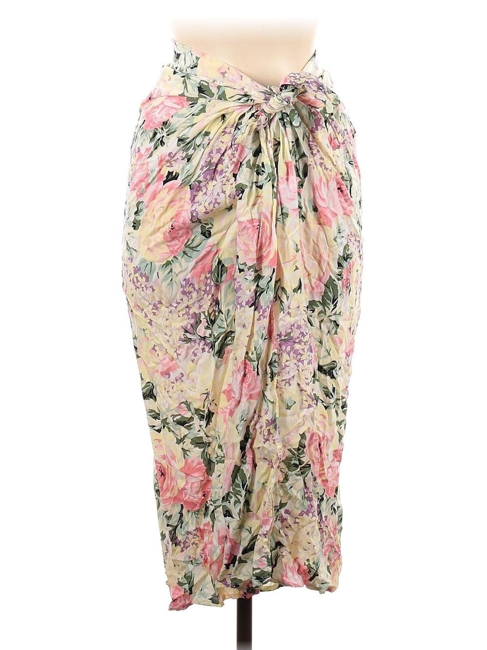 Faithfull the Brand Floral Tie-Waist Sarong in Pink and Cream